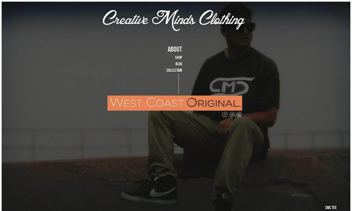 Creative Minds clothing website design responsive design home page