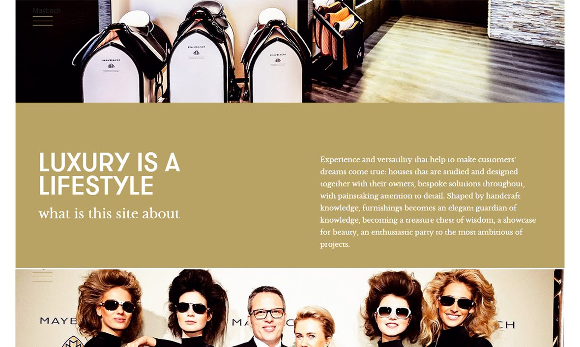 Maybach Luxury is a lifestyle web design page